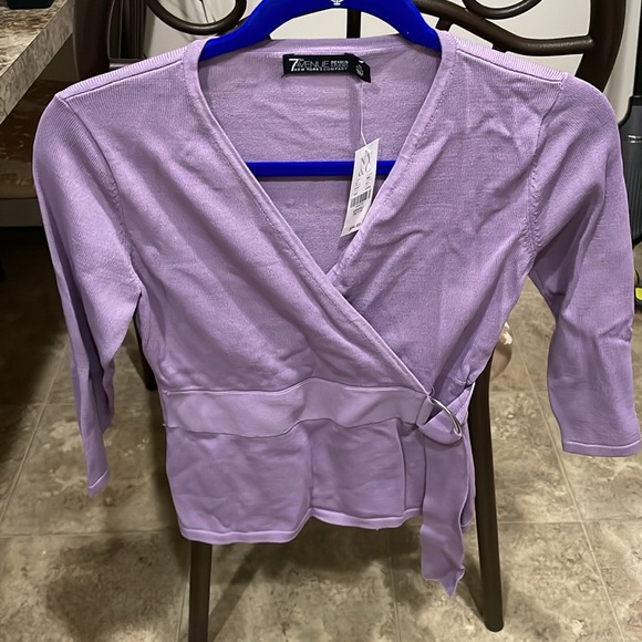 New York & Company Seventh Avenue Lavender 3/4 sleeves Petite - Picture 5 of 7
